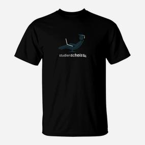Schwarzes T-Shirt mit Studienscheiss Motiv & Liegestuhl-Design - Seseable De