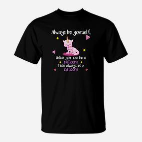 Sei Immer Selbst Caticorn T-Shirt, Einhorn Katze Süßes Design - Seseable De