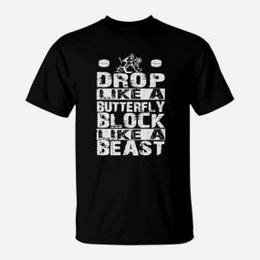 Sportliches Motivations-T-Shirt: Drop Like a Butterfly, Block Like a Beast - Seseable De