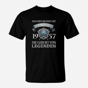 Vintage 1957 Geburtsjahr Legenden T-Shirt, Leben Beginnt mit 65 - Seseable De