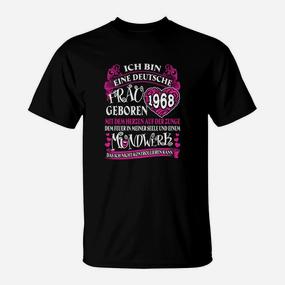 Vintage 1968 Geburtsjahr T-Shirt für Frauen, Stolze Deutsche & Flower Power - Seseable De