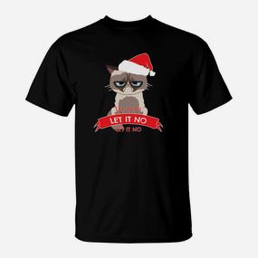 Weihnachtsshirt Mürrische Katze Let It NO, Lustiges Festtags Tee - Seseable De