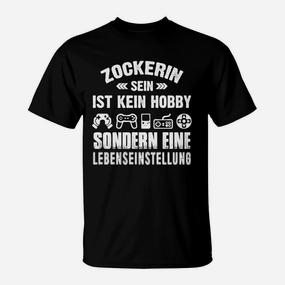 Zockerin Gamer T-Shirt Schwarz, Lifestyle Statement Tee - Seseable De