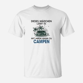 Camping Liebe Damen T-Shirt, 'Mädchen liebt Mann Campen' Motiv - Seseable De