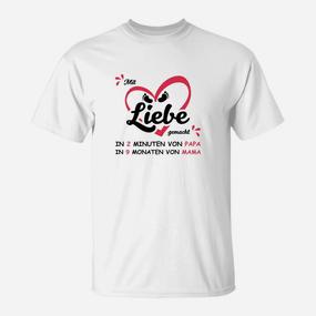Lustiges Spruch T-Shirt Mit Liebe gemacht – 2 Min. Papa, 9 Mon. Mama - Seseable De