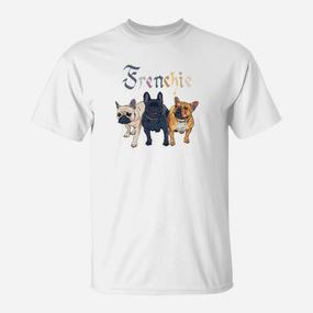 Verspielte Bulldoggen Grafik T-Shirt, Frenchie Fan Liebe - Seseable De