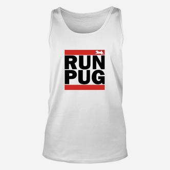 Run Pug Herren-Laufshirt, Sport-Design in Weiß Unisex TankTop - Seseable De