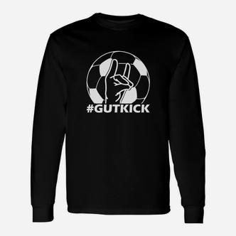 #GUTKICK Schwarzes Fußball-Fan-Langarmshirts, Grafikprint Design - Seseable De