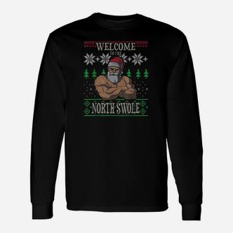 Nordic Swole Santa Weihnachts-Workout Langarmshirts, Weihnachten Motiv - Seseable De