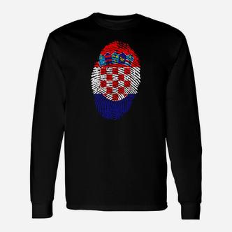 Pixel-Optik Kroatisches Wappen-Design Langarmshirts, Grafikshirt - Seseable De