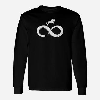Schwarzes Langarmshirts mit Infinity-Zeichen & Weißem Pferd, Modisches Design - Seseable De