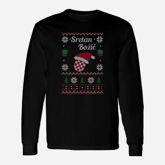 Sretan Božić Weihnachts-Langarmshirts, Ugly Sweater Design für Festtage - Seseable De