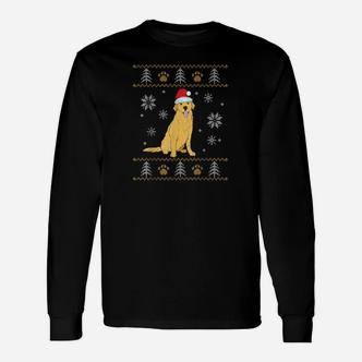 Ugly Christmas Golden Retriever Santa Pajamas Xmas Outfit Langarmshirts - Seseable De