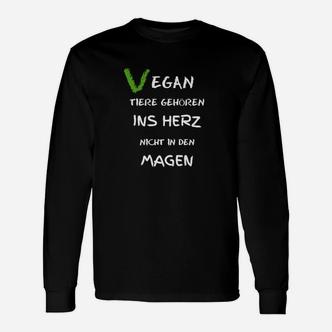 Veganes Message Langarmshirts Tiere gehören ins Herz, nicht in den Magen - Seseable De