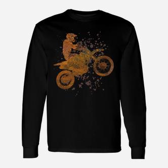 Vintage Dirt Bike Splash Design Langarmshirts, Crossmotorrad Retro-Stil - Seseable De