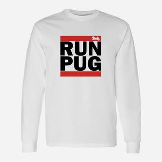 Run Pug Herren-Laufshirt, Sport-Design in Weiß Langarmshirts - Seseable De
