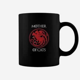 Schwarzes Mother of Cats Tassen mit rotem Katzenemblem, Liebhaber von Katzen - Seseable De