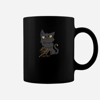 Schwarzes Tassen mit grimmiger Katze & goldenen Akzenten, Modisches Tee - Seseable De
