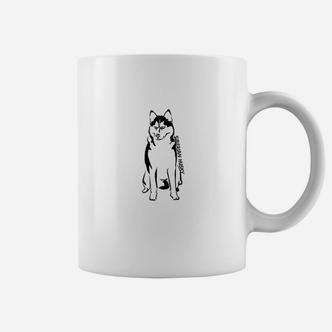 Husky-Aufdruck Tassen für Herren in Weiß, Tierliebhaber Design - Seseable De