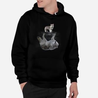 Katzen-Reflexion Schwarzes Hoodie, Künstlerisches Design für Katzenliebhaber - Seseable De
