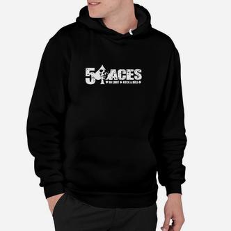 Schwarzes Hoodie mit 5 Aces Logo-Print, Modisches Poker-Motiv - Seseable De