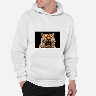 Wildtier-Pracht Hoodie mit Tiger-Gesicht, Weiß - Seseable De