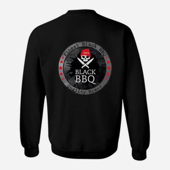 Grill-Thema Herren Sweatshirt Black BBQ mit Totenkopf-Logo, Schwarz - Seseable De