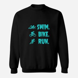 Herren Triathlon Sweatshirt Swim. Bike. Run. Motivation, Schwarz - Seseable De