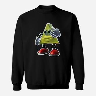 Lustiges Sweatshirt mit Dreieckscharakter, Sonnenbrille und Sneakers für Herren in Schwarz - Seseable De