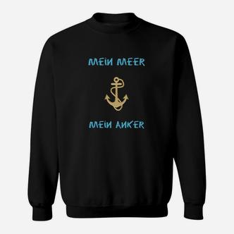 Maritimes Anker Sweatshirt Mein Meer, Mein Anker in Blau und Gold - Seseable De