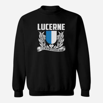 Schwarzes Lucerne Sweatshirt mit Adler-Wappen, Souvenir Tee - Seseable De