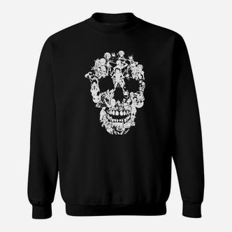 Schwarzes Sweatshirt, Florales Totenkopf-Design, Modisches Tee - Seseable De