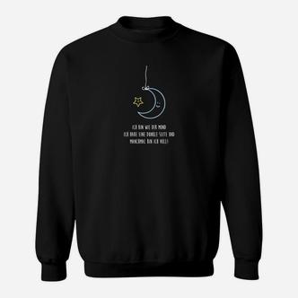 Schwarzes Sweatshirt mit Mond und Sternen, Inspirierendes Spruch-Design - Seseable De
