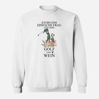 Damen Sweatshirt Einfache Frau Golf und Wein, Weißes Freizeitshirt - Seseable De