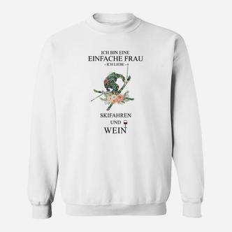 Einfache Frau Sweatshirt: Skifahren & Wein, Lustiges Sweatshirt für Vino-Fans - Seseable De