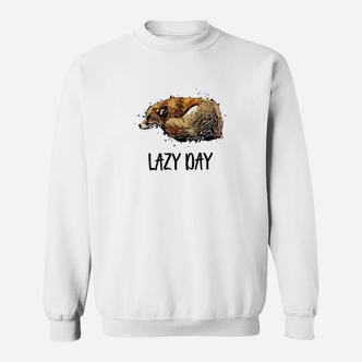 Entspanntes Faultier Lazy Day Sweatshirt in Weiß, Gemütliches Freizeitshirt - Seseable De