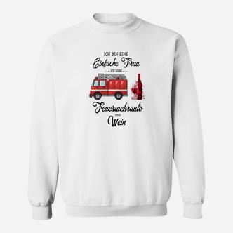 Feuerwehrauto Weinliebhaber Sweatshirt für Damen Einfache Frau Weiß - Seseable De