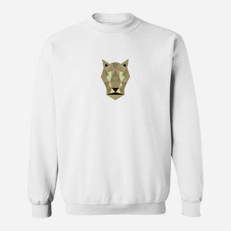 Geometrisches Katzenkopf Sweatshirt für Herren, Modernes Tiermotiv - Weiß - Seseable De