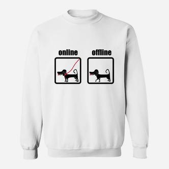 Lustiges Dackel-Hund Sweatshirt, Online/Offline Motiv für Internetfans - Seseable De