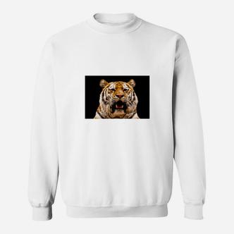 Wildtier-Pracht Sweatshirt mit Tiger-Gesicht, Weiß - Seseable De