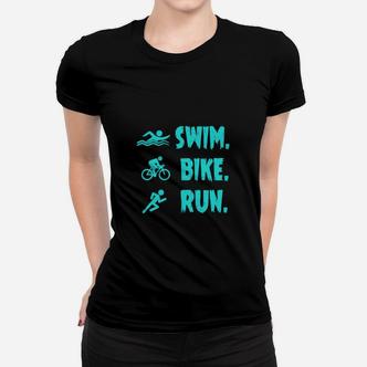 Herren Triathlon Frauen Tshirt Swim. Bike. Run. Motivation, Schwarz - Seseable De