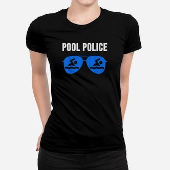 Pool Police Schwarzes Frauen Tshirt, Blaue Sonnenbrillen-Design - Seseable De