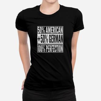 Schwarz Frauen Tshirt 50% American 50% German = Perfekt, Kulturelle Stolz Mode - Seseable De