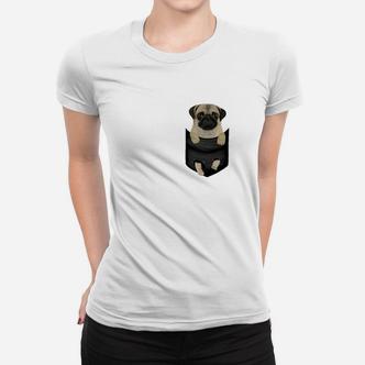 Lustiges Mops Frauen Tshirt Weiß Taschendruck Design für Hundefreunde - Seseable De