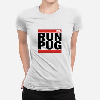 Run Pug Herren-Laufshirt, Sport-Design in Weiß Frauen Tshirt - Seseable De