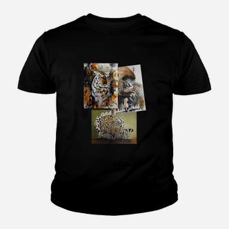 Abstrakte Tiermotive Herren Kinder Tshirt in Collagendruck, Künstlerisches Design Tee - Seseable De