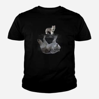 Katzen-Reflexion Schwarzes Kinder Tshirt, Künstlerisches Design für Katzenliebhaber - Seseable De