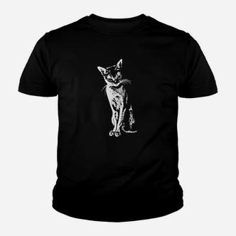 Katzenmotiv Schwarzes Kinder Tshirt, Design für Katzenfans - Seseable De