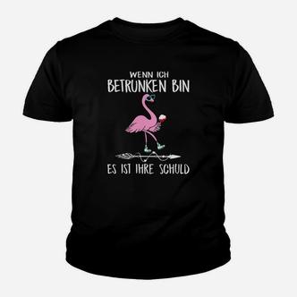 Lustiges Flamingo Kinder Tshirt Schuld bei Betrunkenheit, Schwarz - Seseable De