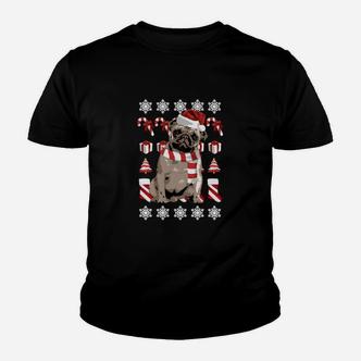Mops Weihnachtstshirt mit Schneeflocken & Zuckerstangen Kinder Tshirt - Seseable De